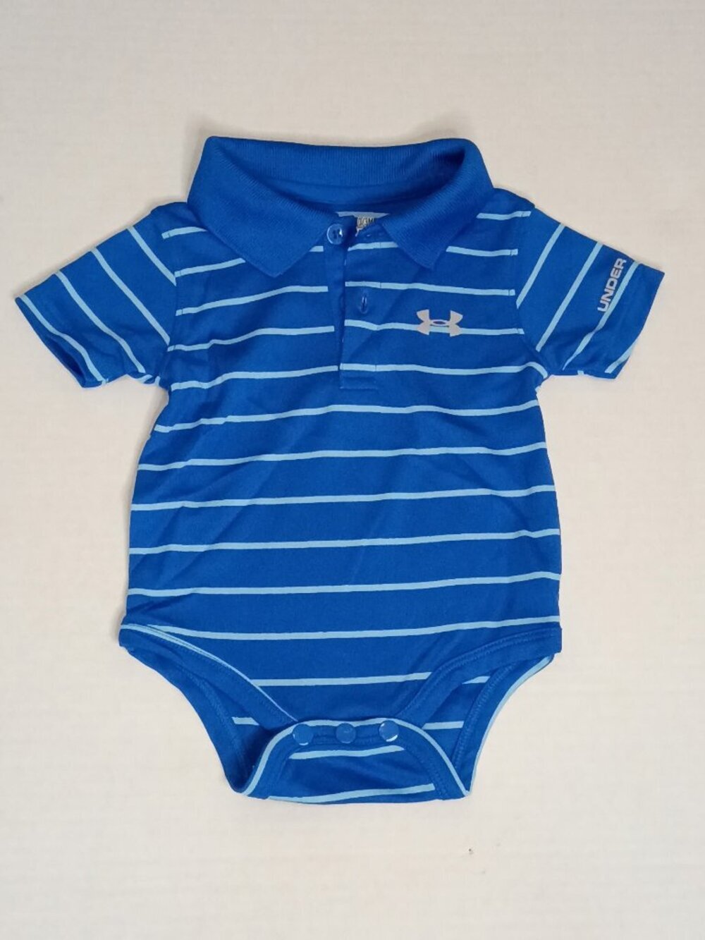 Under Armour Baby Boys Polo Bodysuit 0/3M Blue Striped HeatGear